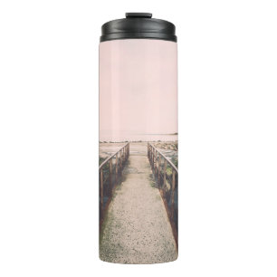 Old bridge with rusty metal rails near sea port. V Thermal Tumbler