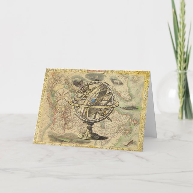 Old British America Explore Polar Bear Compass Map Card (Front)