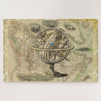 Old British America Explore Polar Bear Compass Map Jigsaw Puzzle