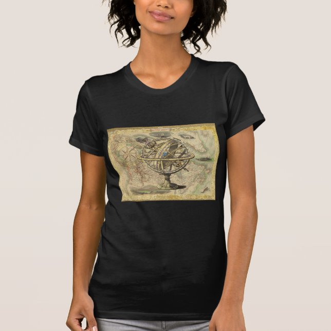Old British America Explore Polar Bear Compass Map T-Shirt (Front)