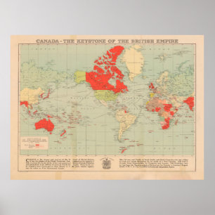 Old British Empire World Map (1920)  Poster