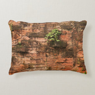 Old broken brick wall accent pillow