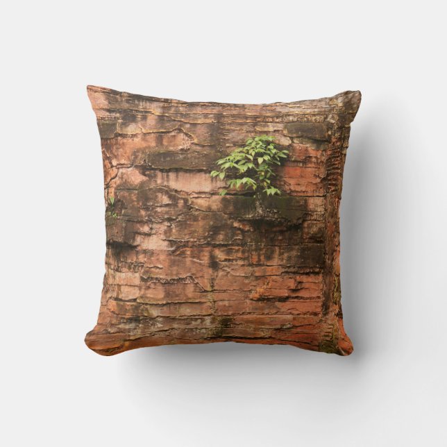 Old broken brick wall throw pillow (Front)