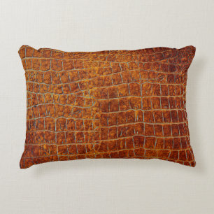 Old brown animal leather texture accent pillow