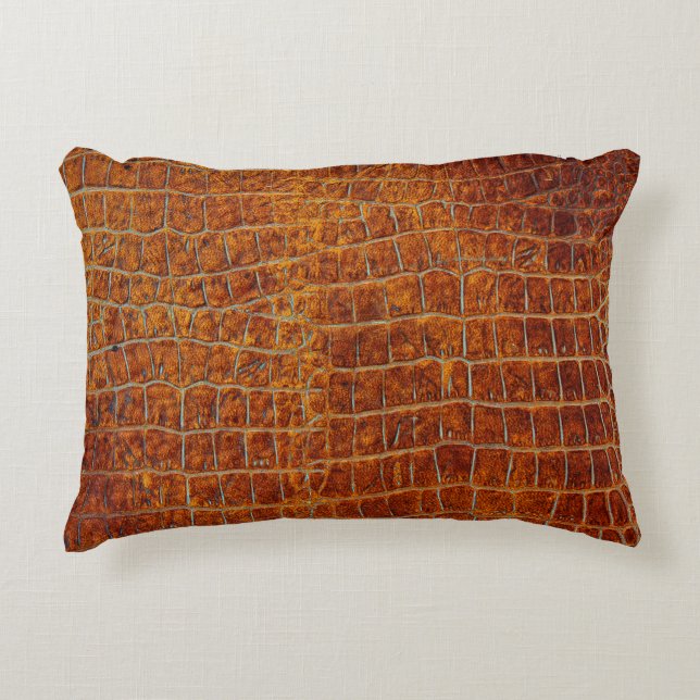Old brown animal leather texture accent pillow (Front)