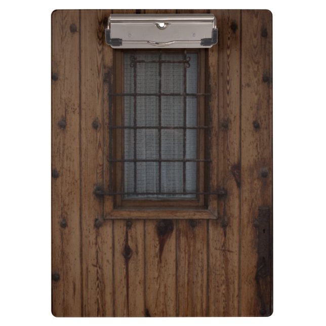 Old Brown Knotty Wooden Door Clipboard (Front)