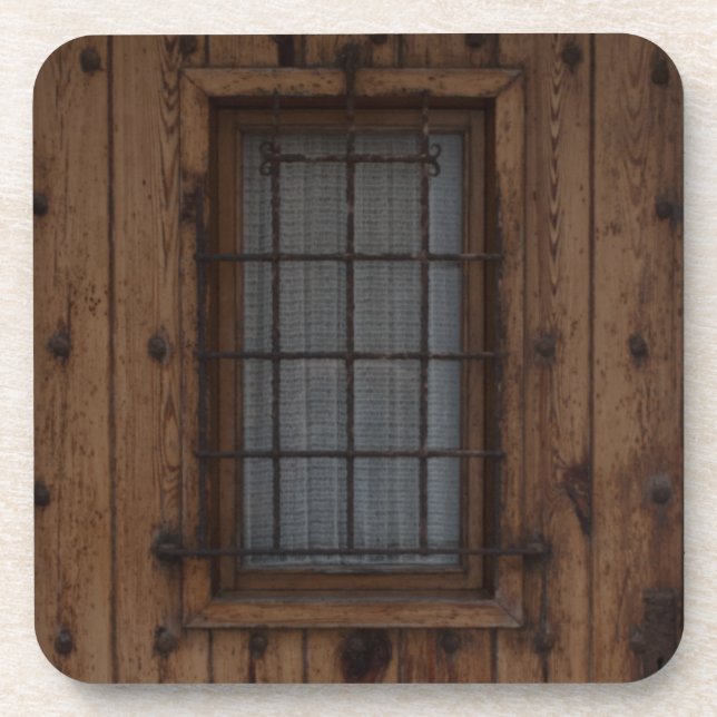 Old Brown Knotty Wooden Door Coaster (Front)