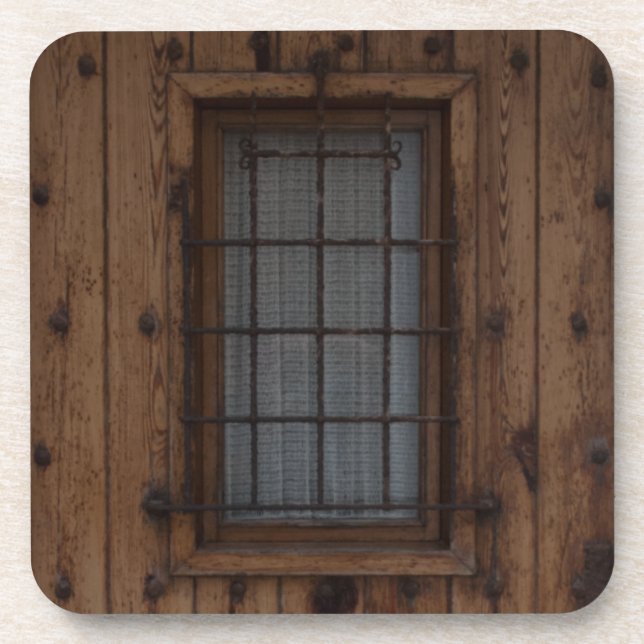 Old Brown Knotty Wooden Door Coaster (Front)