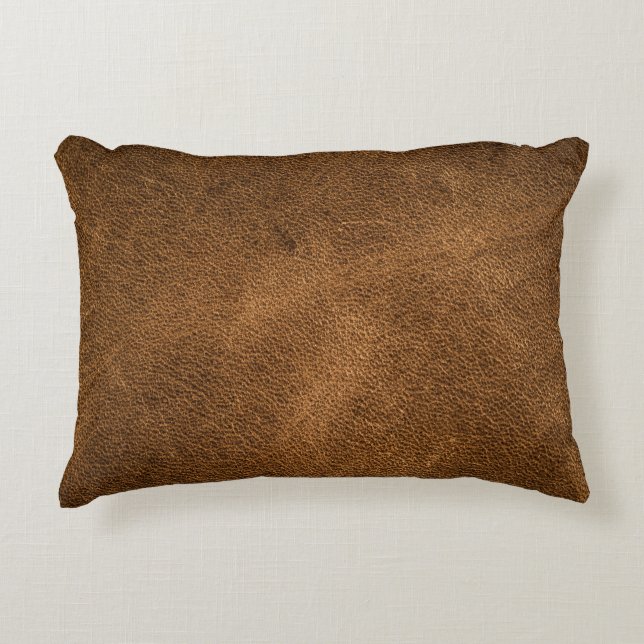 Old Brown Leather: Textured Background Accent Pillow (Front)