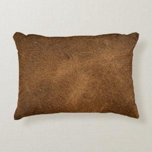 Old Brown Leather: Textured Background Accent Pillow