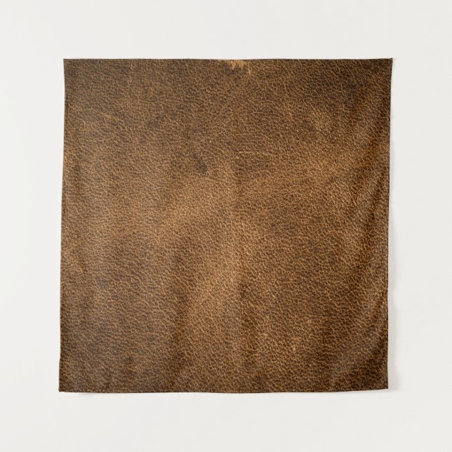 Old Brown Leather: Textured Background Tapestry (Front)