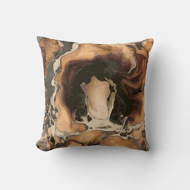 Old Brown Marble texture Liquid paint art Throw Pillow (Front)