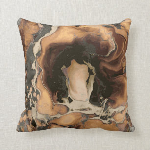 Old Brown Marble texture Liquid paint art Throw Pillow