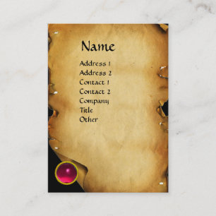 OLD BROWN PARCHMENT, GEM STONE, MONOGRAM BUSINESS CARD