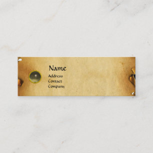 OLD BROWN PARCHMENT, GEM STONE, MONOGRAM grey Mini Business Card
