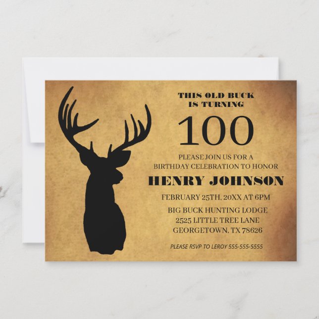 Old Buck 100th Birthday Party Invitation (Front)