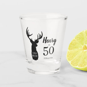 Old Buck 50th Birthday Can Cooler Shot Glass