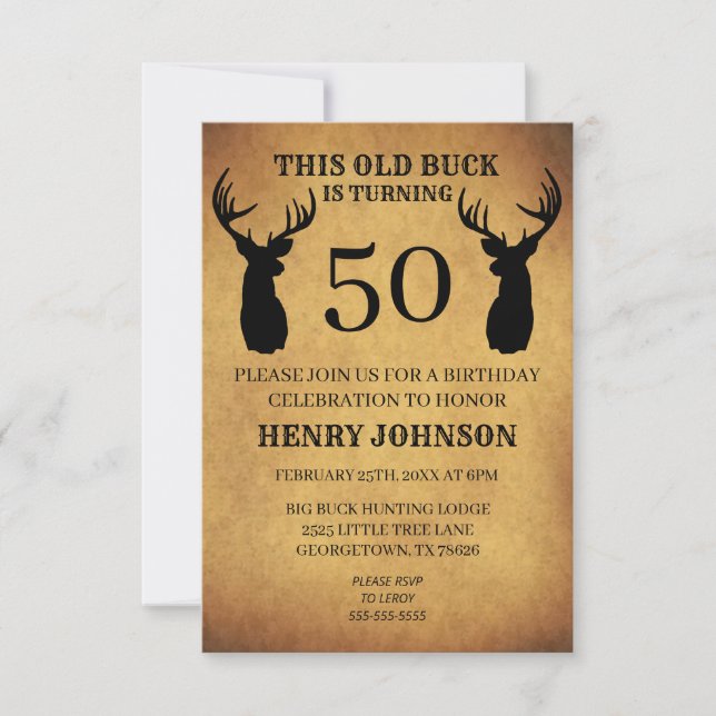 Old Buck 50th Birthday Party Invitation (Front)