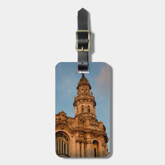 Old building Spire, Havana, Cuba Luggage Tag (Front Vertical)