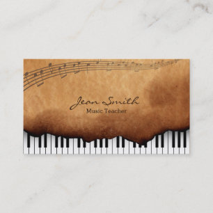Old Burned Paper Music Teacher Business Card