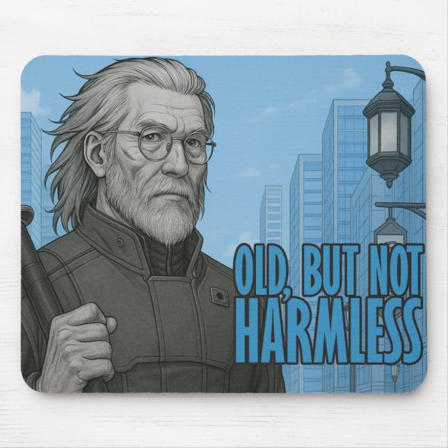 Old But Not Harmless Cyberpunk Samurai Mousepad (Front)
