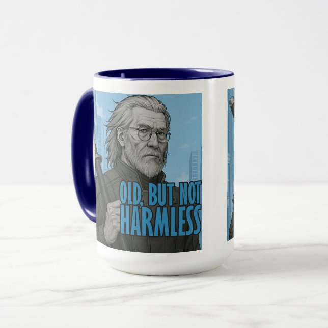 Old But Not Harmless Cyberpunk Samurai Mug  (Front Left)