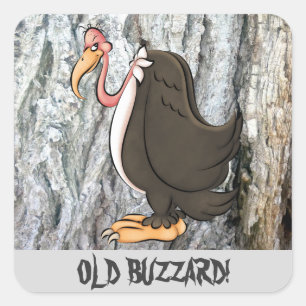 Old Buzzard cartoon faux wood sticker