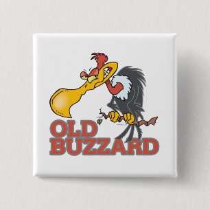 old buzzard funny cartoon character 2 inch square button