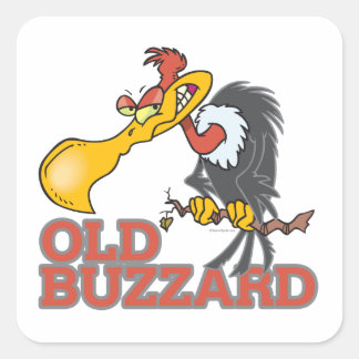 old buzzard funny cartoon character square sticker