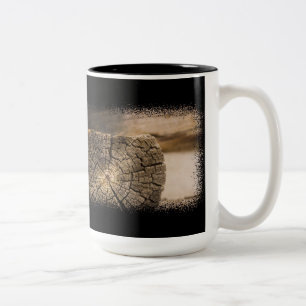 Old Cabin Textures 2 on Black Two-Tone Coffee Mug