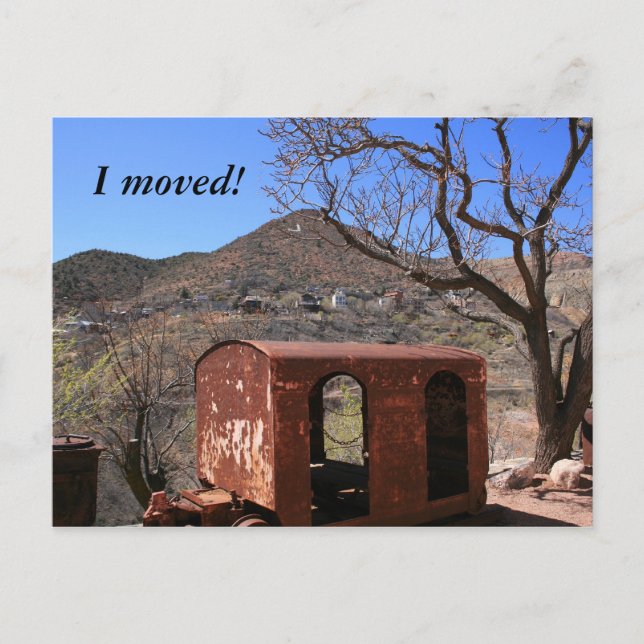 Old Caboose in the Wild West Announcement Postcard (Front)