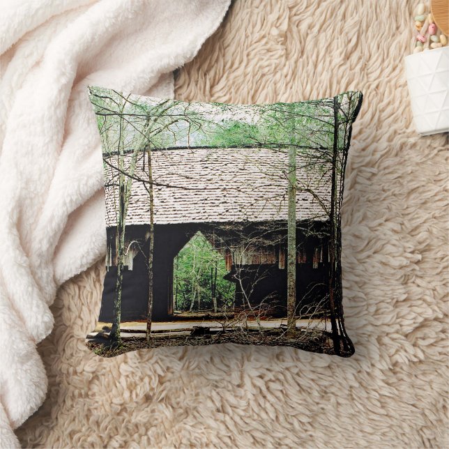 Old Cades Cove Barn Throw Pillow (Blanket)