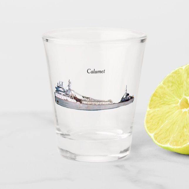 old Calumet shot glass (Front)