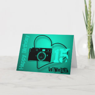 Old Camera 15th Birthday personalized card