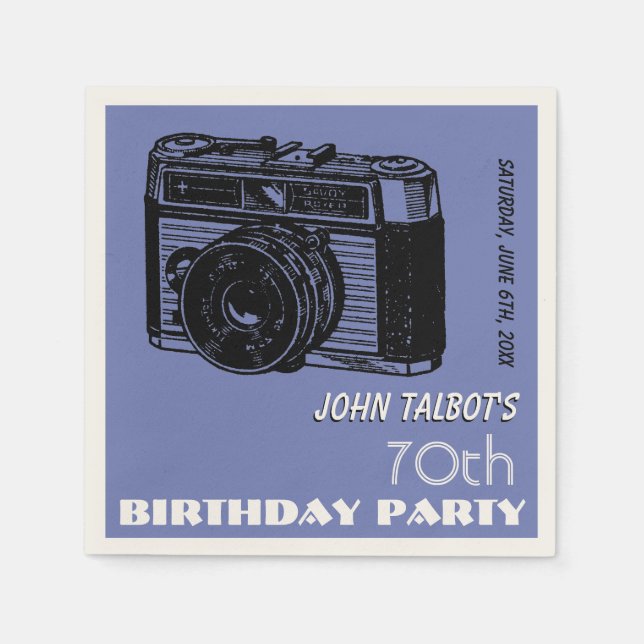 Old Camera 70th birthday Party Paper Napkin 2 (Front)
