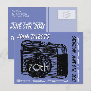 Old Camera 70th birthday Party Save the Date 2 Announcement Postcard
