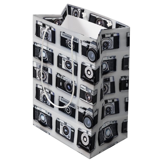 Old Camera Collector Photographers Gift Wrap Medium Gift Bag (Back Angled)