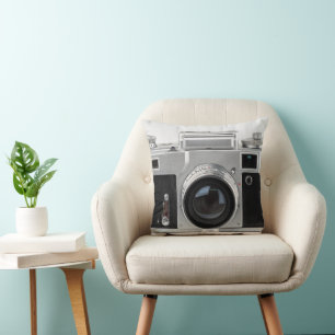 old camera throw pillow