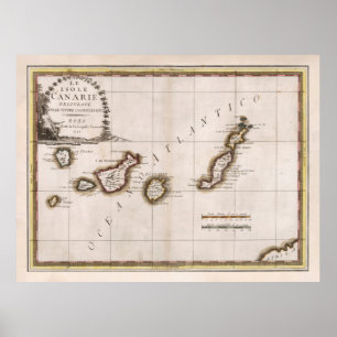 Old Canary Islands Map (1798) Poster