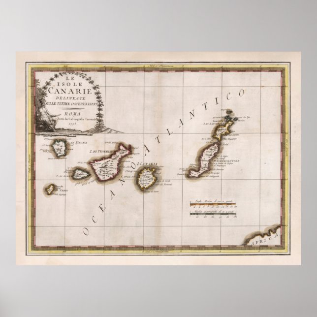 Old Canary Islands Map (1798)  Poster (Front)