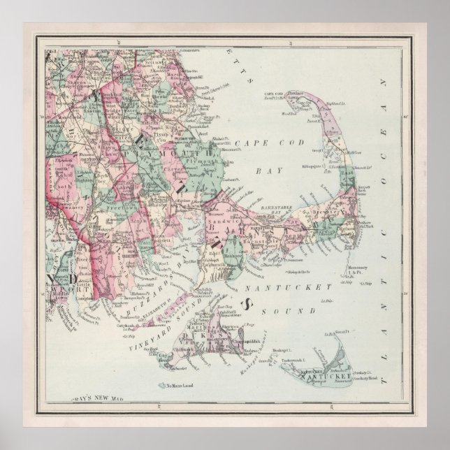 Old Cape Cod MA Map (1878)  Poster (Front)