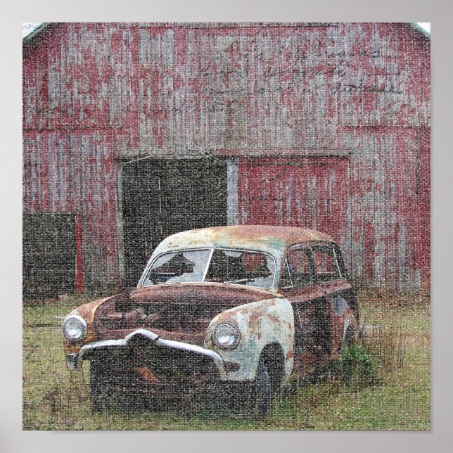 Old Car and Old Barn Poster (Front)