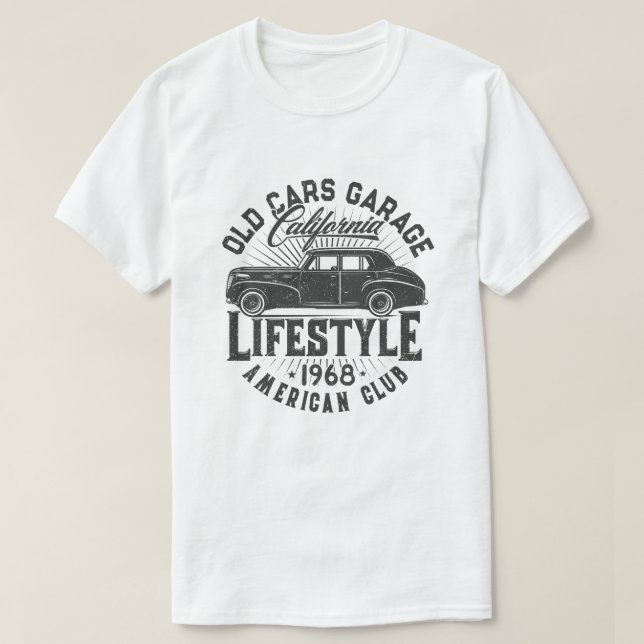 Old Car Garage American Club T-Shirt (Design Front)