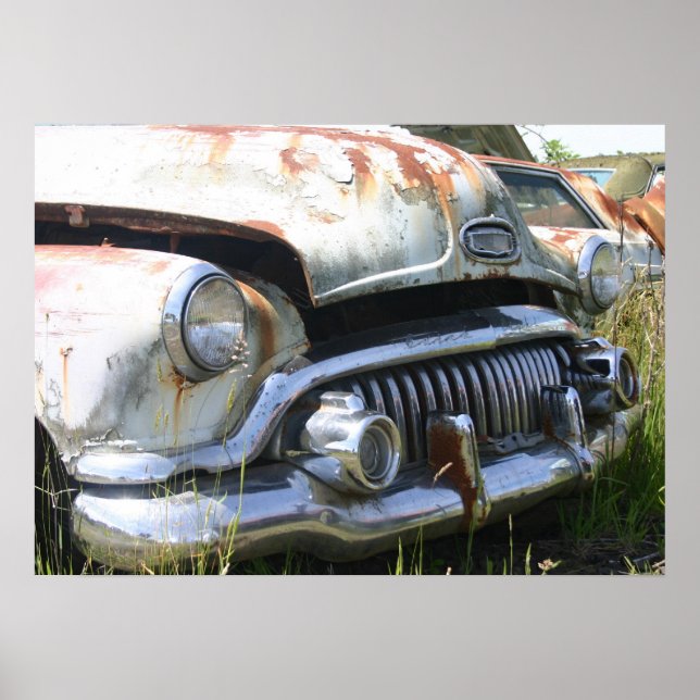 Old Car in a Junkyard Poster (Front)