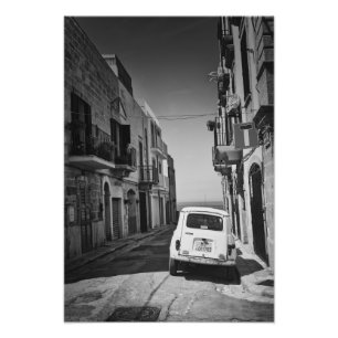 Old car in a street in Italy with sea Photo Print