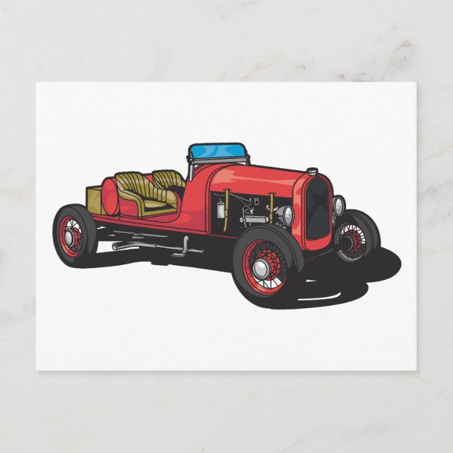 Old Car (Red) Postcard (Front)