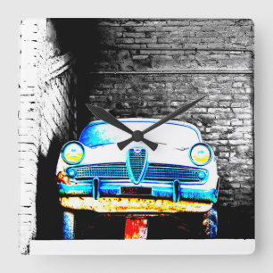 Old car square wall clock