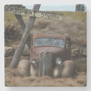 Old car stone coaster