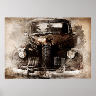 Old Car Vintage Poster