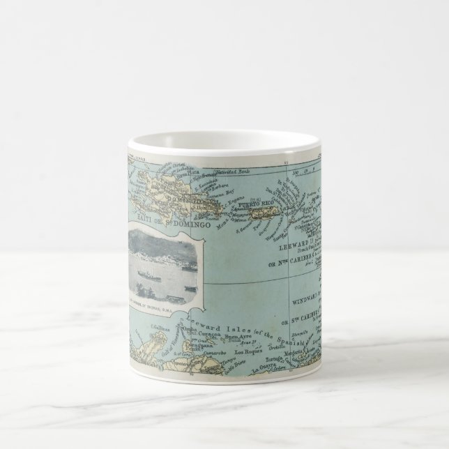 Old Caribbean Islands Map Coffee Mug (Center)